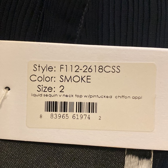 3.1 Phillip Lim Liquid Sequin V Neck Top with pintucked chiffon - Picture 8 of 11